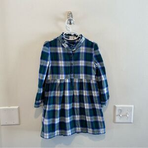 Gap ruffle plaid dress in size small 6/7 green and blue long sleeve